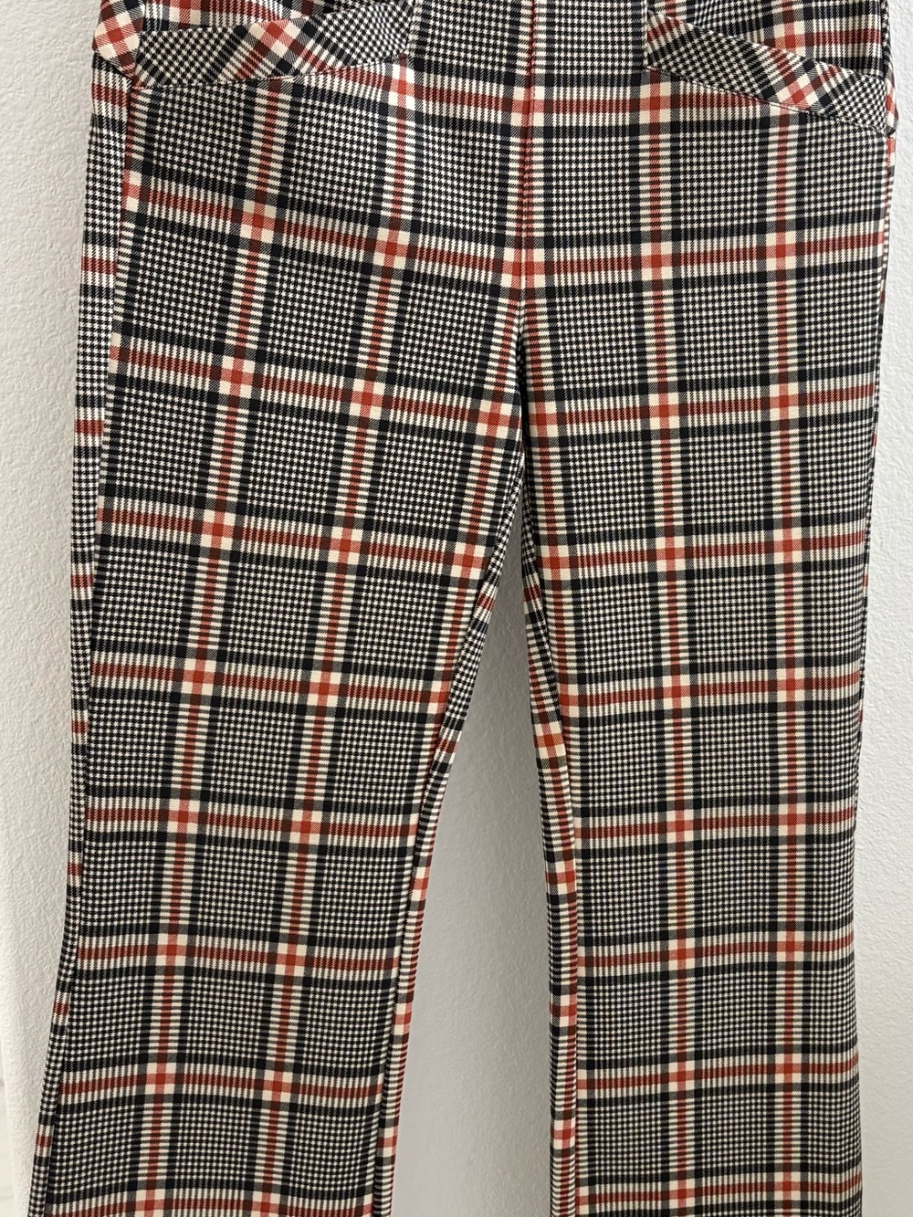 Liverpool Plaid Straight Leg Pants in Black, White & Brown